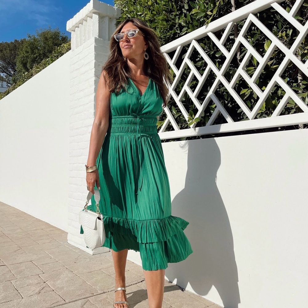 SOLD! NWT WHBM Elegant Green Sleeveless Dress - Sz M